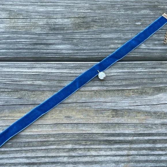 Blue Choker Women Necklace Blue Velvet Fashion Girl Jewelry New - Picture 9 of 9